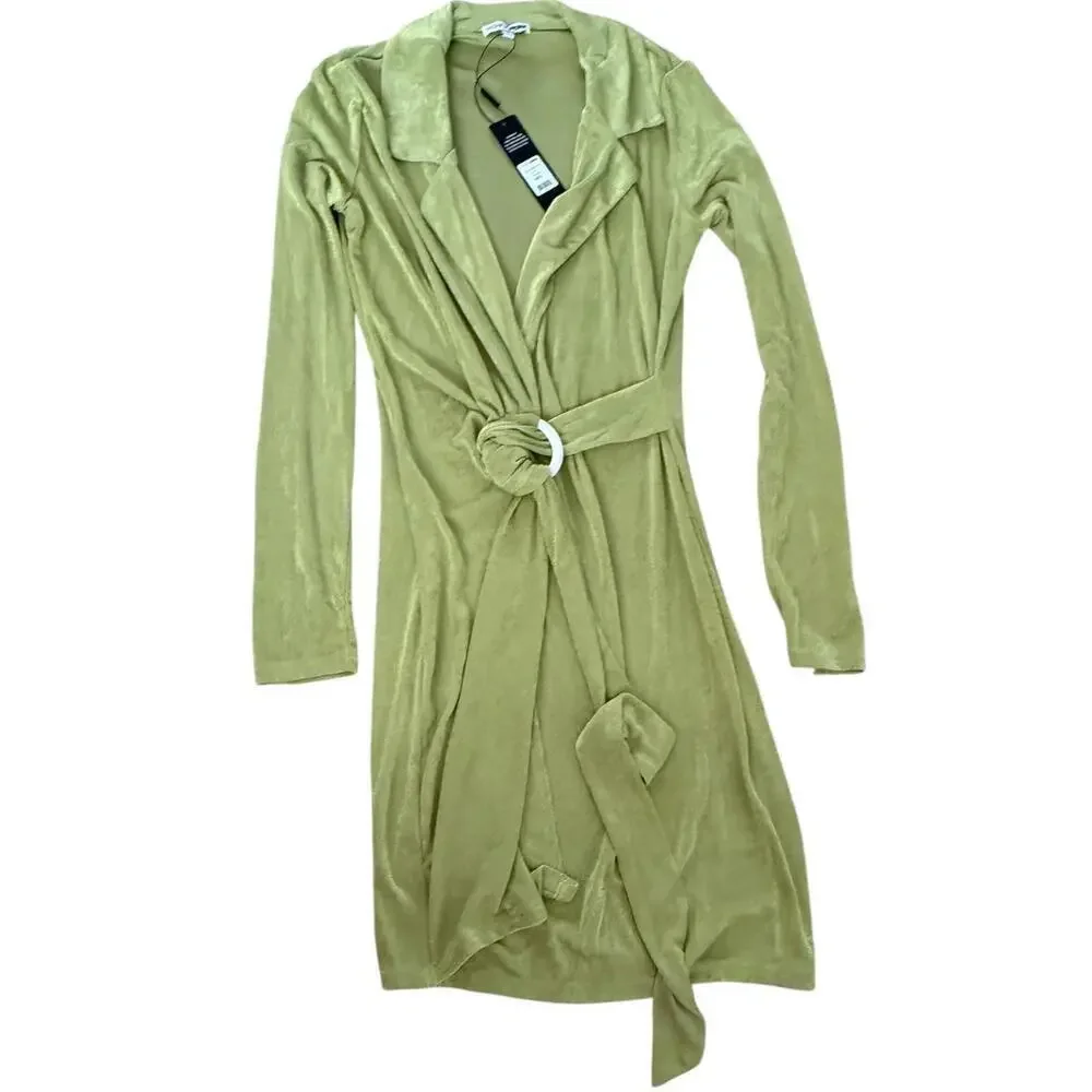 Fashion Nova Chartreuse Slinky Wrap Mini Dress Women’s Size XL NWT